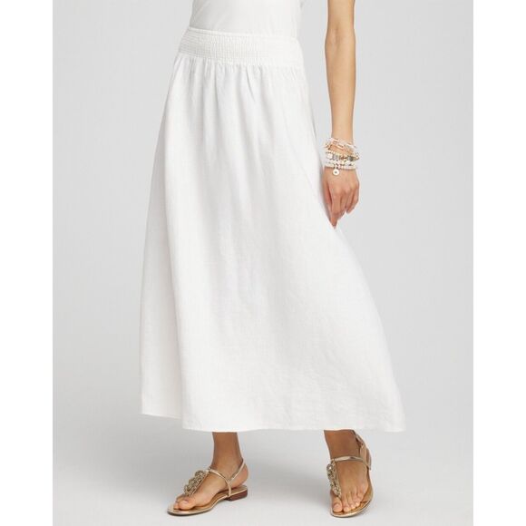 chicos Linen A-Line Midi Skirt size 1.5 - Picture 2 of 5